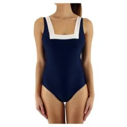 1 Pièce Encolure Carrée Bleu