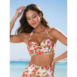 Haut De Bikini Push Up à Imprimé Tropical