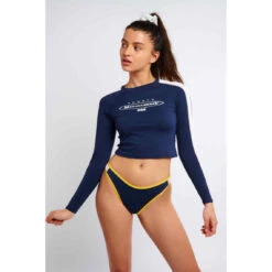 Banana Moon Haut De Maillot De Bain Crop Top Manches Longues Bleu