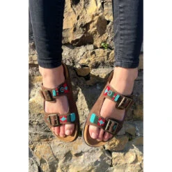 Sandales Femme En Cuir - Marron