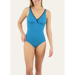 Maillot De Bain 1 Pièce Coupe Sous Poitrine - Bleu