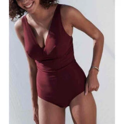 MAISON LEJABY Maillot De Bain 1 Pièce Plongeant Col V - Rouge