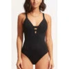 Seafolly Maillot De Bain 1 Pièce Plongeant - Noir
