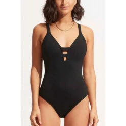 Seafolly Maillot De Bain 1 Pièce Plongeant - Noir