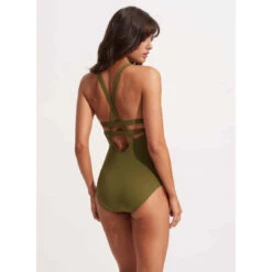 Seafolly Maillot De Bain 1 Pièce Plongeant - Vert Collective -Seafolly Soldes Boutique maillot de bain 1 piece plongeant vert 3382360 5 1140x1140