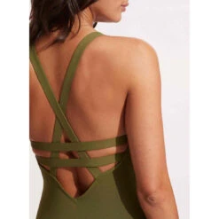 Seafolly Maillot De Bain 1 Pièce Plongeant - Vert Collective -Seafolly Soldes Boutique maillot de bain 1 piece plongeant vert 3382360 6 1140x1140