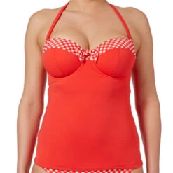 Tankini Bandeau à Armatures Rouge